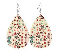 Texture légère de luxe - Convient pour un usage quotidien, une fête, un rendez-vous galant, des boucles d'oreilles en cuir imprimé en forme de larme