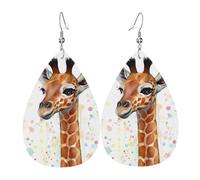 Texture légère de luxe - Convient pour un usage quotidien, une fête, un rendez-vous galant, des boucles d'oreilles en cuir imprimé girafe en forme de larme