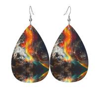 Texture légère de luxe - Convient pour un usage quotidien, une fête, un rendez-vous galant, des boucles d'oreilles en cuir imprimé galaxie en forme de larme