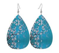 Texture légère de luxe - Convient pour un usage quotidien, une fête, un rendez-vous galant, des cerisiers japonais, des boucles d'oreilles en cuir en forme de goutte