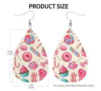 Texture légère de luxe - Convient pour un usage quotidien, une fête, un rendez-vous galant, des cupcakes, des beignets, des boucles d'oreilles en cuir imprimées en forme de larme