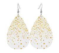 Texture légère de luxe - Convient pour un usage quotidien, une fête, un rendez-vous galant, des étoiles de rêve et des pois imprimés boucles d'oreilles en cuir en forme de larme