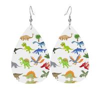 Texture légère de luxe - Convient pour un usage quotidien, une fête, un rendez-vous galant, des images de dinosaures, boucles d'oreilles en cuir imprimées en forme de larme