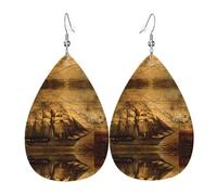 Texture légère de luxe - Convient pour un usage quotidien, une fête, un rendez-vous galant, des pirates de voile, des boucles d'oreilles en cuir imprimé en forme de larme