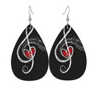 Texture légère de luxe - Convient pour un usage quotidien, une fête, un rendez-vous galant, des symboles musicaux, des boucles d'oreilles en cuir imprimées en forme de larme