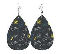 Texture légère de luxe - Convient pour un usage quotidien, une fête, un rendez-vous galant, graffiti, skateboard, boucles d'oreilles en cuir imprimé en forme de larme