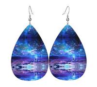 Texture légère de luxe - Convient pour un usage quotidien, une fête, un rendez-vous galant, les amateurs de plage, boucles d'oreilles en cuir imprimé en forme de larme