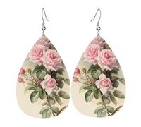 Texture légère de luxe - Convient pour un usage quotidien, une fête, un rendez-vous galant, rose vintage imprimé en cuir en forme de larme