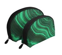 Texture Malachite, Trousse de Maquillage Coquille Femme Petit Porte-Monnaie Trousse de Toilette Trousse à cosmétiques 2 pièces