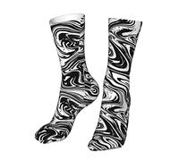Texture Marbrée Liquide Abstraite Noir Et Blanc Unisexe Socquette D'Équipage Durabilité Socquette De Marche Poids Léger Chaussette De Course Pour Intérieur Sport Voyager