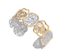 Texture Martelée En Acier Inoxydable À Extrémité Ouverte Réglable Avec De Découpe Torsadée Bijoux Bicolores Légers Design Contemporain Creux