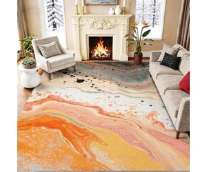 Texture Ondes Éclaboussures Couleur Tapis de Salon 160 x 230 cm Lavable Coloré | Moderne Abstrait, Antidérapant Tissu Ras Court Doux, pour Tapis Chambre Salle à Manger Salle des Enfants