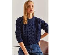 Textured Ribbed Crew Neck Sweater S/M