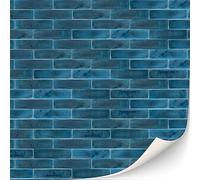 TexturKontor Lot de 3 feuilles de carreaux muraux autocollants pour salle de bain, cuisine, métro pour maisons de poupée, échelle 1:12 (carreaux de métro bleus texturés)