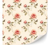 TexturKontor Lot de 3 feuilles de papier peint autocollant pour maison de poupée - Échelle 1:12 - Style moderne - Art déco (roses sépia)