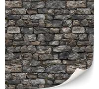 TexturKontor - Lot de 3 feuilles de revêtement mural autocollant pour maison de poupée - Échelle 1:12 (chalet) - Revêtements muraux pour maison de poupée - Vinyl - Rustic Cottage - Gris