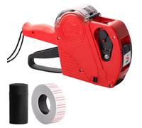 Texvora Kit d'outils d'étiquettes pour vente au détail, rouge, comprend 500 étiquettes, rouleau d'encre pré-installé, machine à étiquettes pour prix, capacité améliorée