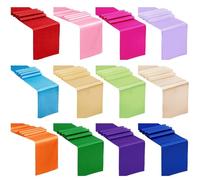 Texvora Lot de 12 chemins de table en satin multicolores, adaptés pour les fêtes, mariages, conférences, taille 275 cm x 30 cm, comprend rouge, vert, bleu, champagne et plus encore