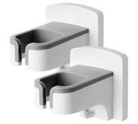 Texvora Lot de 2 supports muraux blancs pour sèche-cheveux, méthode sans perçage pour salle de bain, support de sèche-cheveux avec rangement de câbles, facile à installer, résistant à l'eau, économise