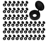 Texvora Lot de 200 grands cache-boulons en plastique noir de 6 mm avec charnière intégrée, compatibles avec boulons de 15 mm, installation de qualité pour la maison, les meubles et les besoins
