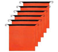 Texvora Lot de 6 drapeaux de signalisation de sécurité en maille PVC orange avec boucles élastiques et crochets en métal, équipement haute visibilité pour travaux routiers et sites industriels