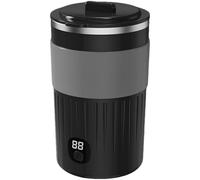 Texvora Mug électrique auto-mélangeur, mug chauffant rechargeable en acier inoxydable, écran numérique intelligent, température constante 131 ℉, pour café, lait, thé, noir, format 8,4 x 15 cm