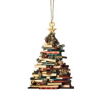 Texvora Ornement de livre de vacances, décoration vintage en acrylique de 7,9 cm avec étoile et baies de pin pour arbres et fêtes