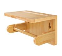 Texvora Porte-papier toilette en bambou sans perçage avec étagère pour téléphone, solution de rangement multifonction pour bougies, savon et petits articles