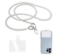 Texvora Porte téléphone bandoulière, Long Cordon Perles, Accessoire Mains Libres en ABS, Design français élégant, Universel pour 99% des Coques de téléphone, Clip Transparent Inclus, Longueur 1,2 m