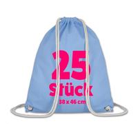 TEXXILLA Lot de 25 sacs de gym en coton 38 x 46 cm, bleu ciel, 38x46cm | Sac en coton 100 % coton, 140 g/m² - Peut être porté comme sac à dos avec cordons de serrage robustes - Certifié Öko-Tex