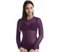 Teyli - Blouse de soirée - haut en résille - modèle transparent pour femmes à manches longues.Prune L