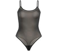 Teyli Body string femme en résille - Lingerie à fines bretelles élégante - Sous-vêtement féminin léger et séduisant. Noir XXL