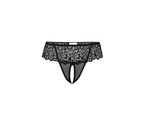 Teyli Culotte Ouverte à l’Entrejambe - String Ouvert à l’Entrejambe Femme Sensuel - String en résille et Dentelle Florale.