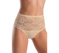 Teyli - Culotte Taille Haute en Coton avec Panneau en Dentelle à l’Avant, conçue pour Un Confort Optimal et Une Silhouette lissée.Beige XL
