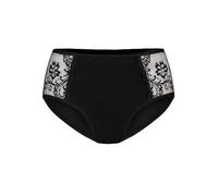 Teyli Culotte Taille Haute en Coton pour Femme avec Dentelle Anastasia, Noir, XXL Grande Taille