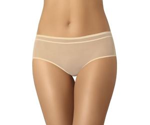 Teyli - Culotte Transparente en Maille pour Femmes, Coupe Classique et couvrante.Beige S