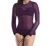 Teyli Haut Soiree Ajustée - T-Shirt Resille - Top Transparent Femme - Haut Transparent Noir Femme