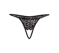 Teyli Ouvert Tanga - String Ouvert en Dentelle pour Femmes, Lingerie Sexy et élégante.Noir L/XL