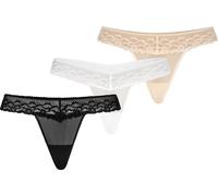 Teyli Pack de 3 : tanga en maille avec dentelle florale Leo Female 302-3_bl-wh-be multicolore S