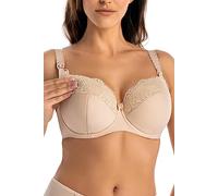 Teyli Soutien-Gorge d’Allaitement en Coton, sans Armatures, Clips Pratiques, Bretelles réglables, Dos Multi-agrafes Beige 110E