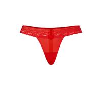 Teyli String Classiques pour Femmes - élégants, légers et Confortables, mettant subtilement en Valeur la Silhouette, en Maille avec Une Touche de Dentelle. Rouge XL