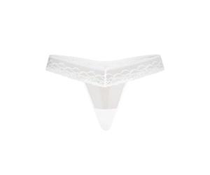 Teyli String Classiques pour Femmes - élégants, légers et Confortables, mettant subtilement en Valeur la Silhouette, en Maille avec Une Touche de Dentelle. Blanc S