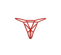 Teyli - Culotte Ouverte à l'entrejambe - String Femme Sensuel à lanières avec Entrejambe Ouvert. Rouge S/M