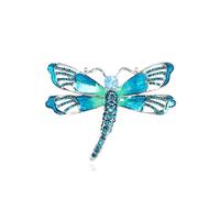 Teyolo Broche en forme de libellule en strass et émail pour femme, tenue élégante, bijoux cadeaux, Cuivre, Pas de gemme