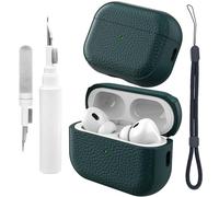 Teyomi Coque Compatible avec Airpods Pro 2 avec kit de Nettoyage, étui de Protection en TPU Compatible avec Airpods Pro 2ème génération avec dragonne, Conception de Texture (Vert foncé)