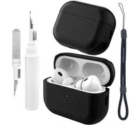 Teyomi Coque Compatible avec Airpods Pro 2 avec kit de Nettoyage, étui de Protection en TPU Compatible avec Airpods Pro 2ème génération avec dragonne, Conception de Texture (Noir)