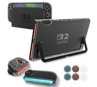 Teyomi Coque transparente compatible avec Nintendo Switch 2, housse de protection pour Nintendo Switch 2 avec 6 capuchons de joystick, étui de poignée Joy-Con en TPU souple et coque, Dockable - Clear