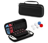Teyomi Étui Compatible avec Nintendo Switch OLED, Coque Switch OLED Transparente, Switch OLED Accessoires Bundle avec étui, Film de Protection, Coque pour Joy-Con, Capuchon de Joystick (Noir)