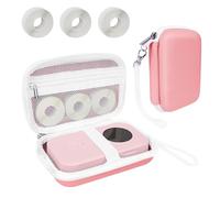 Teyomi Étui compatible avec Phomemo D30 D35, NELKO P21, NIIMBOT D110, JADENS D110 avec 3 rouleaux de ruban d'étiquettes (papier d'étiquettes 12 mm x 40 mm) - Sac de rangement rigide - Rouge corail