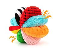 Teytoy Balles texturées 8 en 1 pour nourrisson, jouet en tissu arc-en-ciel pour jouets Montessori, 8 activités sensorielles différentes avec hochet couineur froissé